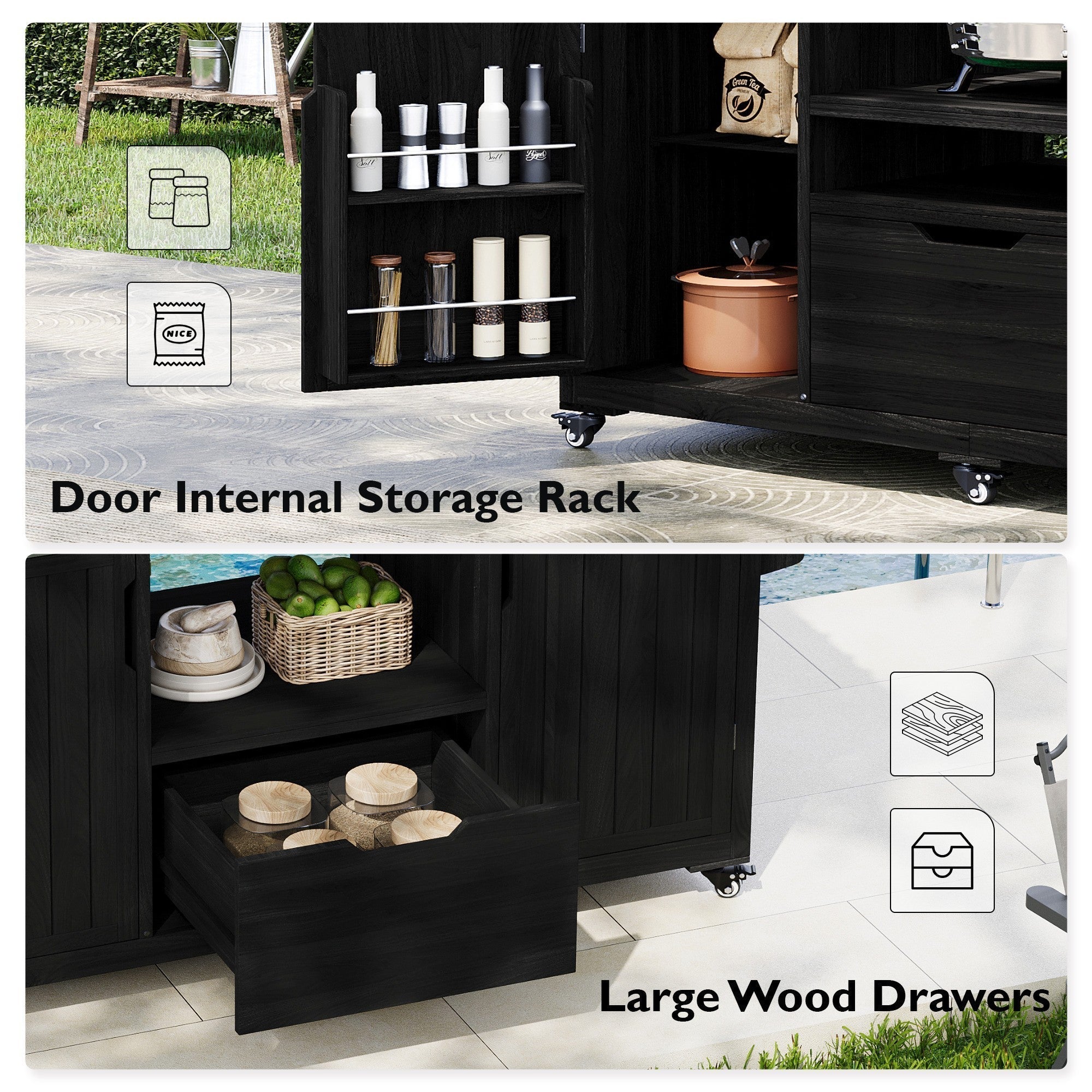 K&K 66.5' Outdoor Kitchen Island for Big Green Egg Grills