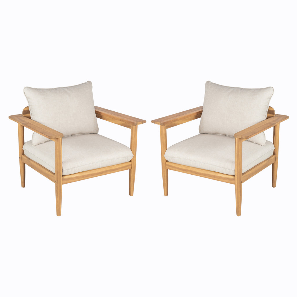 Terassi Outdoor Acacia Wood Lounge Chair, Set of 2