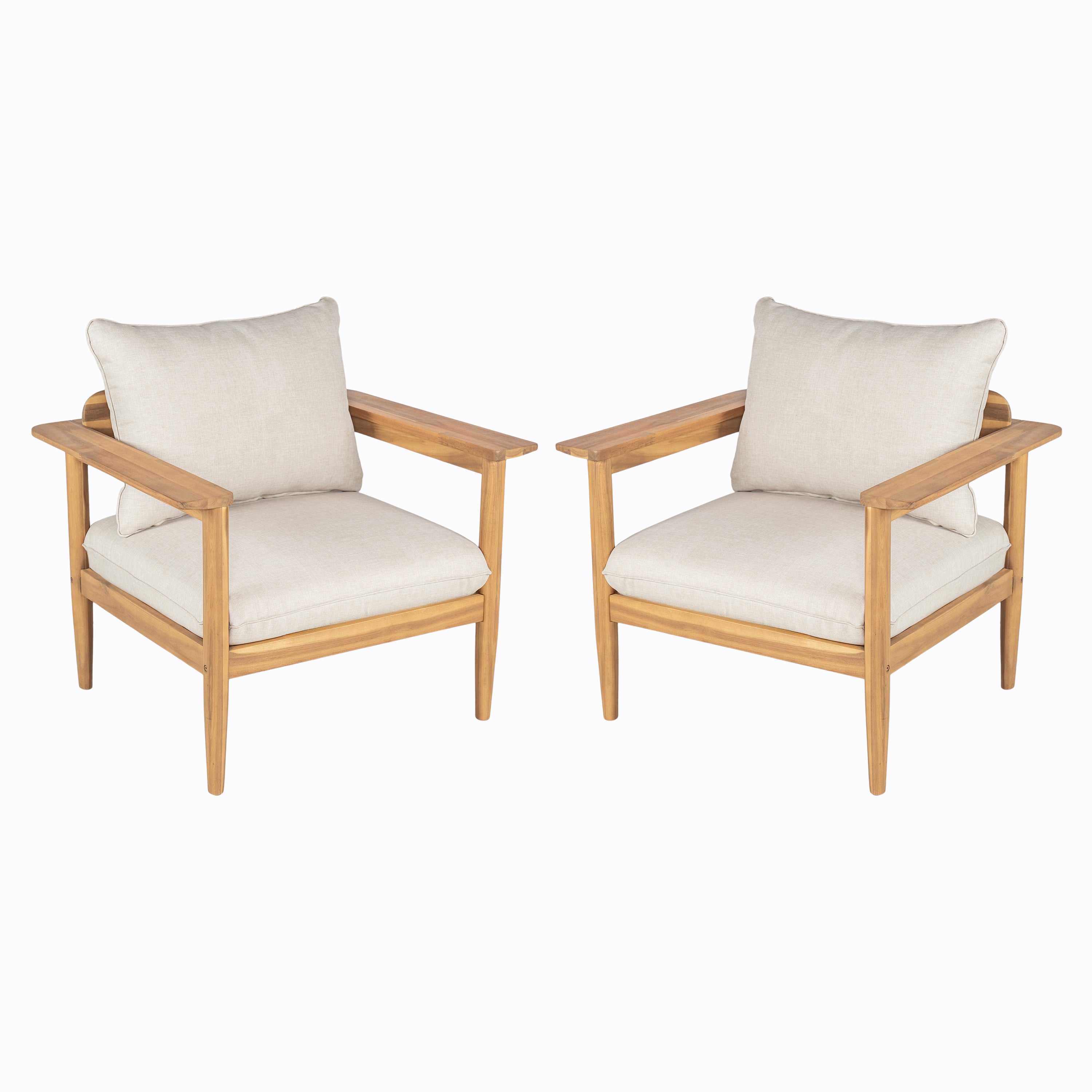 Terassi Outdoor Acacia Wood Lounge Chair, Set of 2