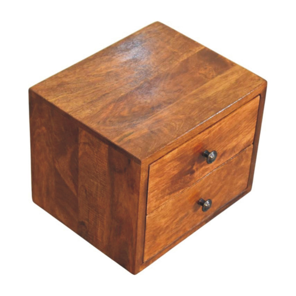 Solis Chestnut Nightstand - Wall-Mounted, 2-Drawers