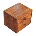 Solis Chestnut Nightstand - Wall-Mounted, 2-Drawers