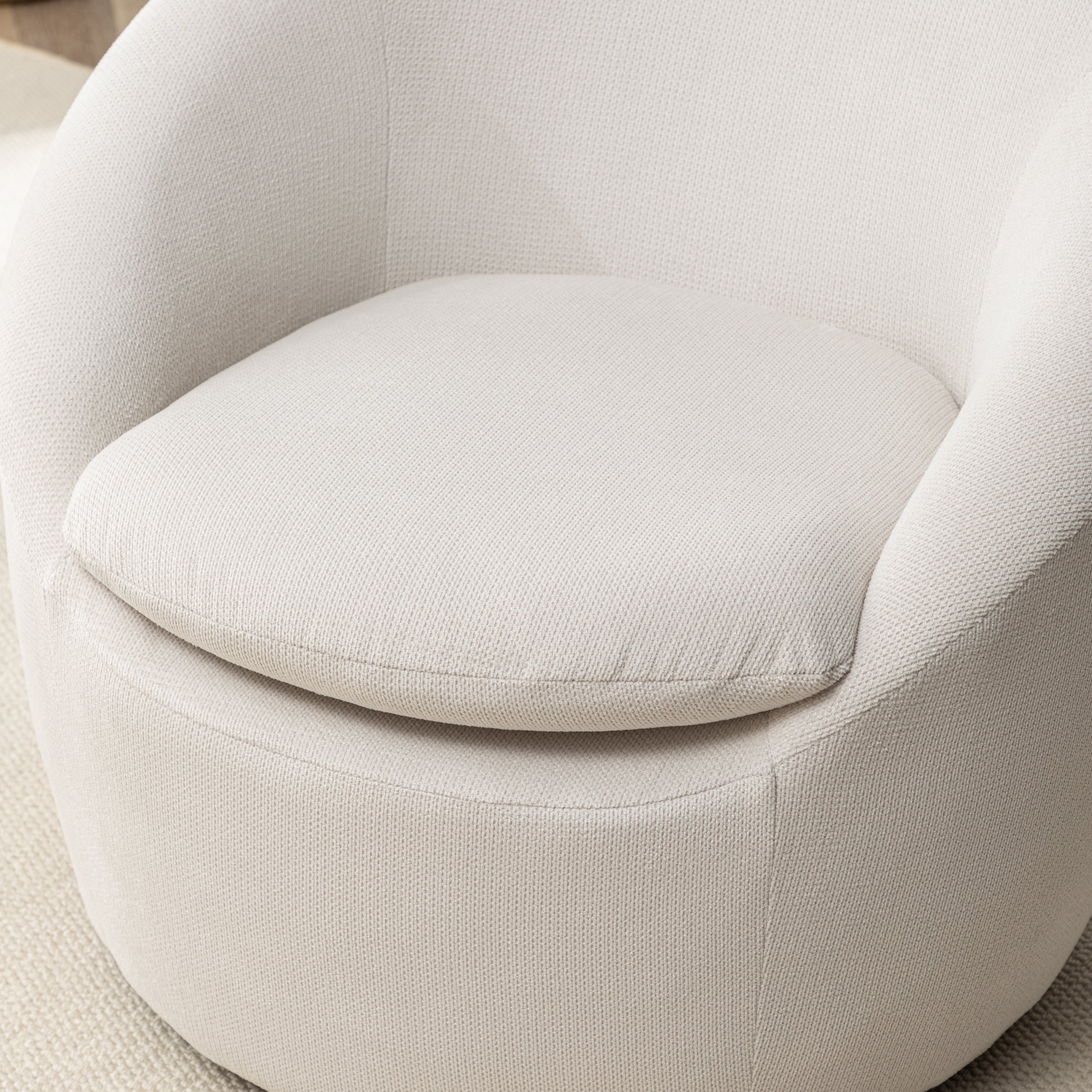 Winnie Modern Teddy Fabric Barrel Chair, 360° Swivel
