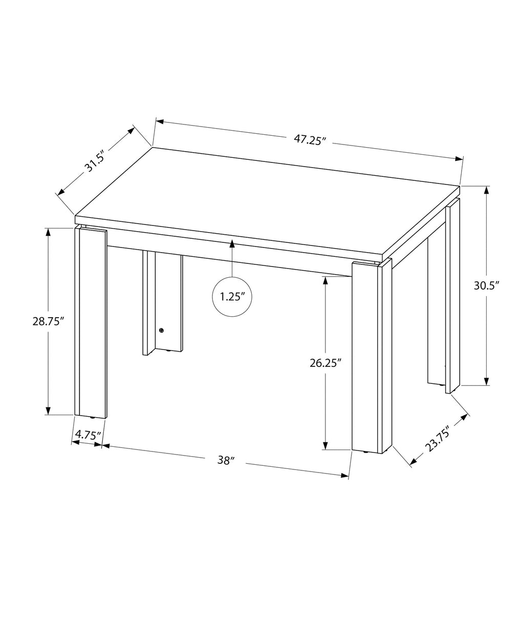48" Rectangular Dining Table