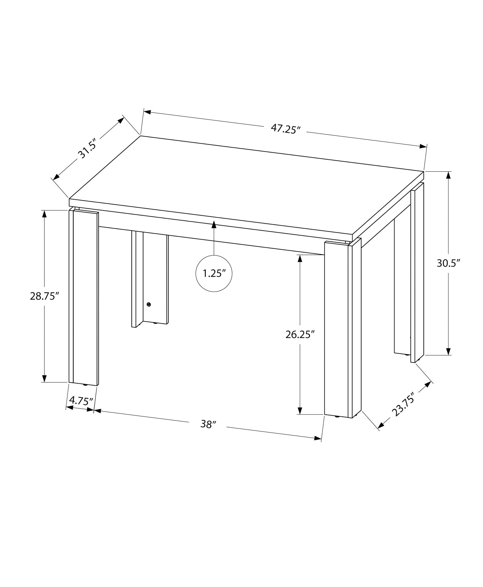48" Rectangular Dining Table