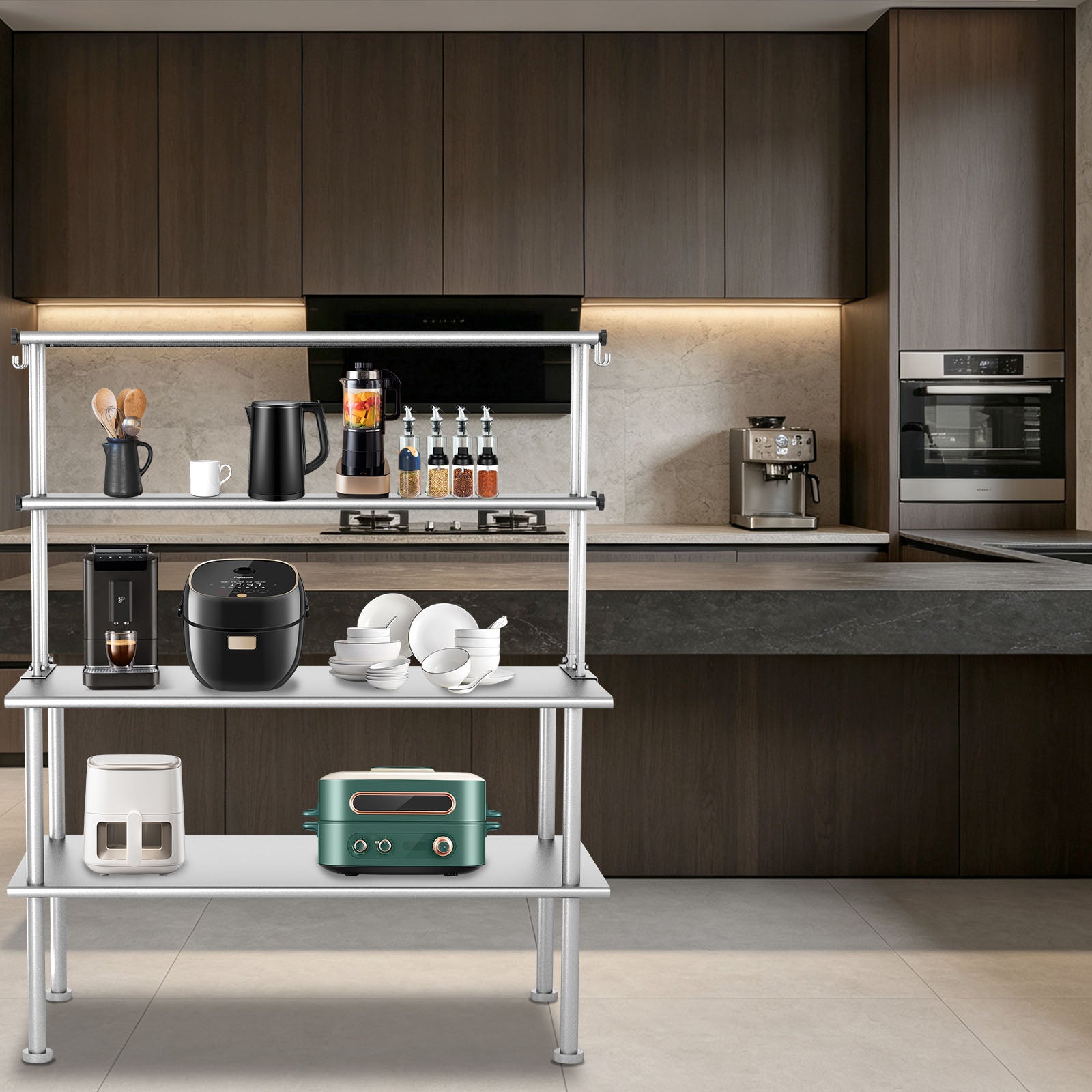 Stainless Steel Adjustable Kitchen Shelf - 60 Inch