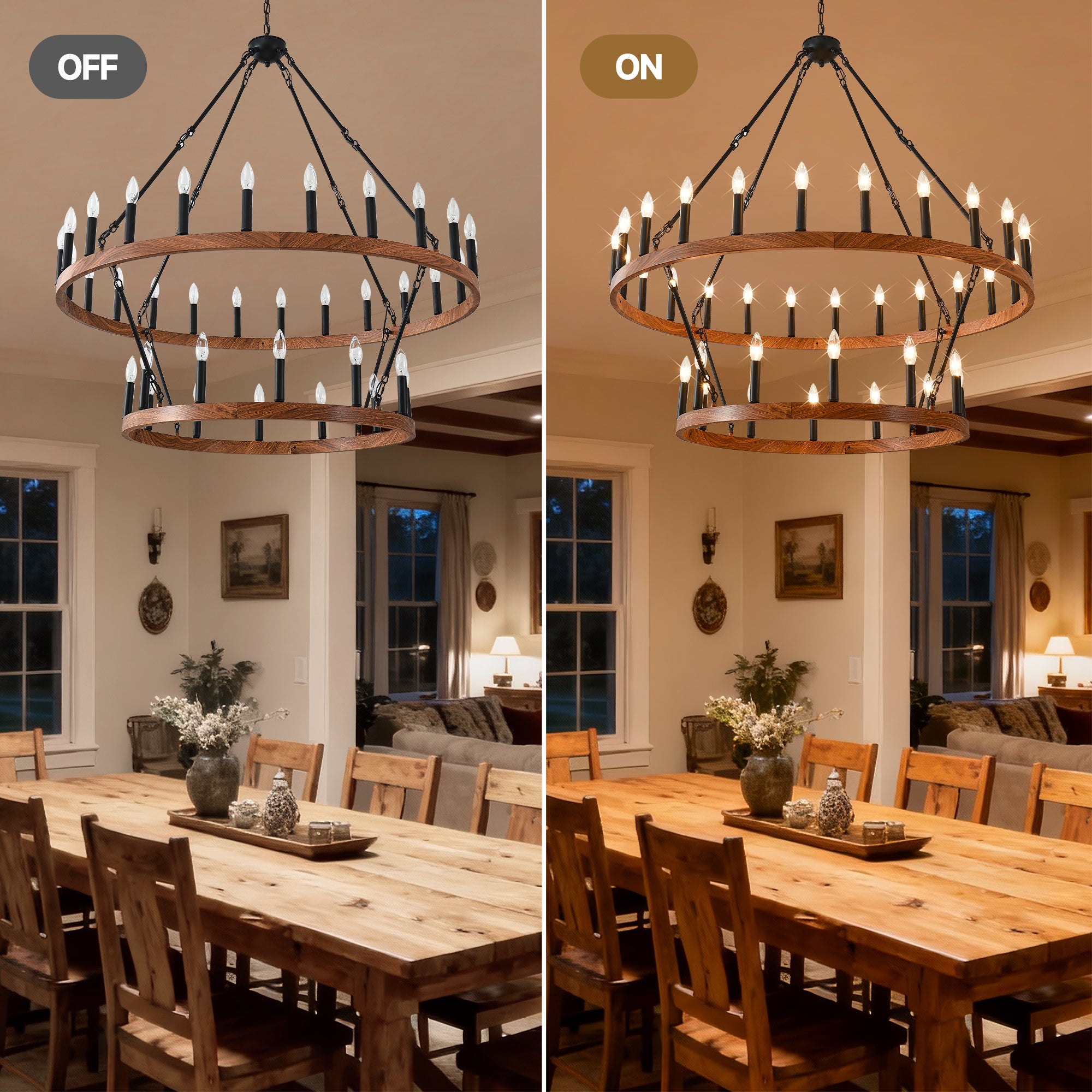 47.24 Inch Large Wagon Wheel Chandelier