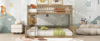 Twin XL Over Queen Bunk Bed with Ladder and Guardrails
