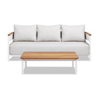 Rhodes 2pc Teak & Aluminum Outdoor Sofa and Coffee Table Set