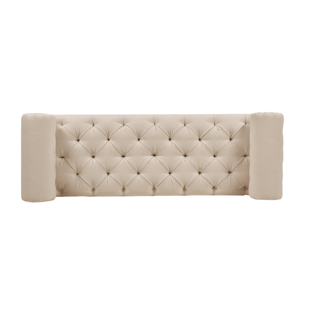 Lewis Bolster Arm Entryway Bench, Sky Neutral