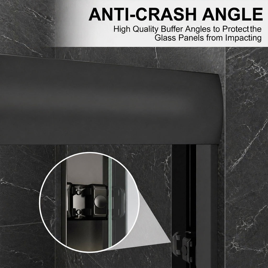 60'' W x 74'' H Sliding Frameless Shower Door with 6mm Tempered Glass