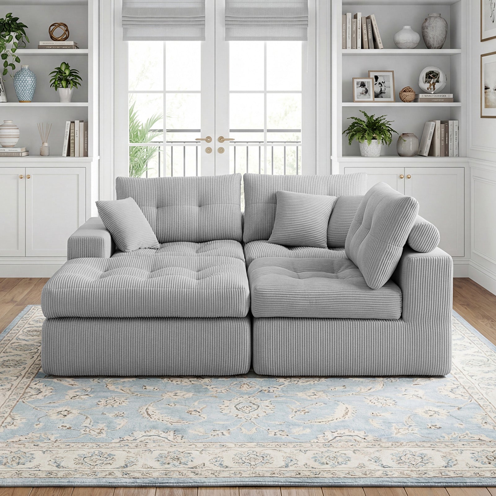 Corduroy Corner Chaise Compression Sofa Bed