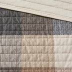 6 Piece Printed Herringbone Quilt Set with Throw Pillows