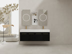 60 Inch Wall-Mounted Bathroom Vanity with Sink and Storage Rack