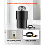VEVOR Food Waste Garbage Disposal, 3/4HP 1500RPM