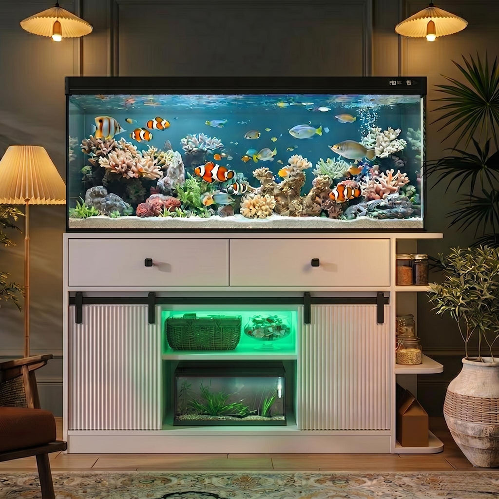 75 Gallon Fish Tank Stand with LED Light & Power Outlets