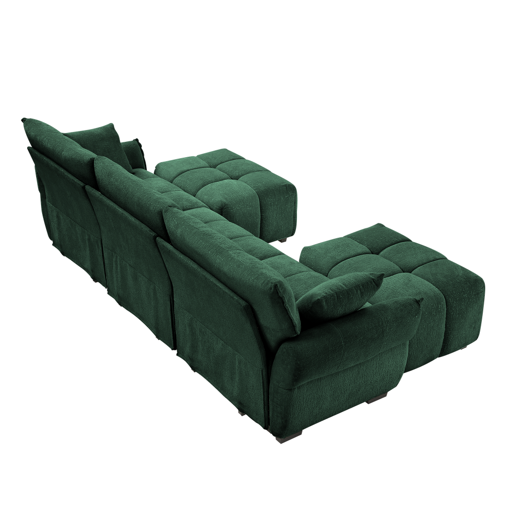 3 Seater Sofa Set With Ottoman And Throw Pillows