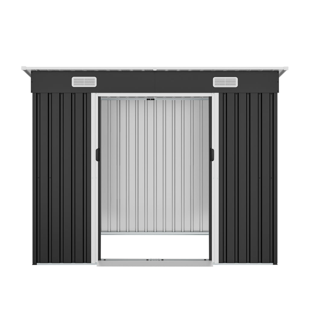 8x4ft Metal Shed, Sliding Door Galvanized Steel Shed