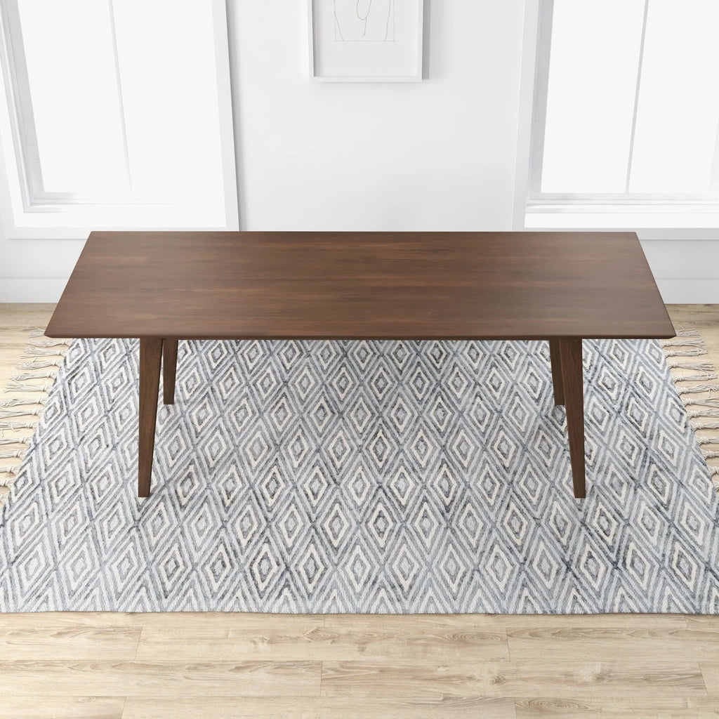 Modern Solid Wood Dining Table Set for 4, Walnut-Brown, Mid-Century