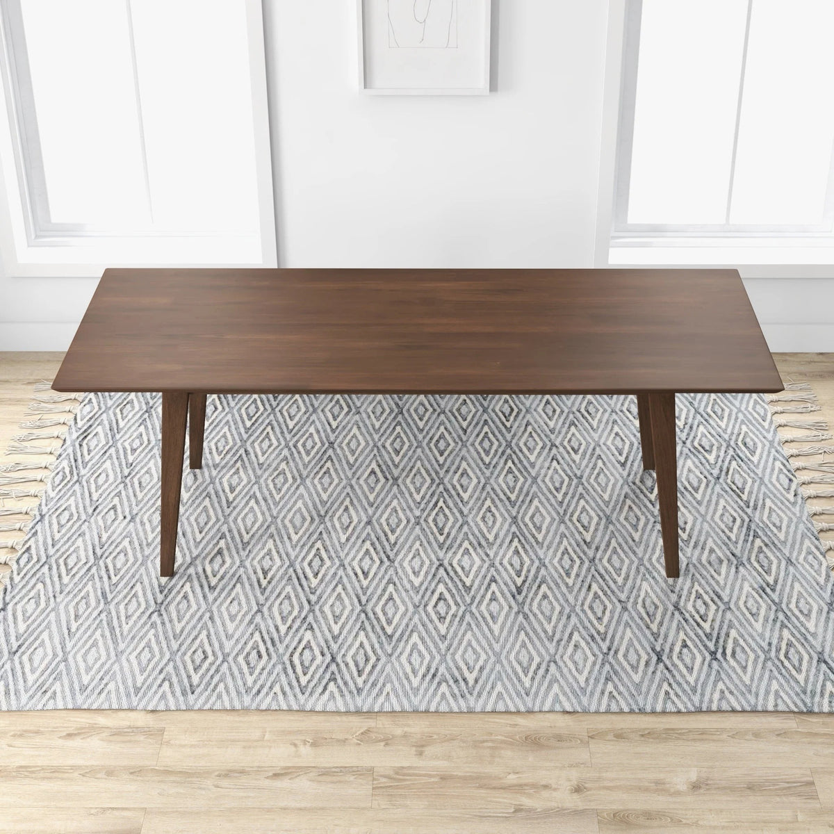 Modern Solid Wood Dining Table Set for 4, Walnut-Brown, Mid-Century