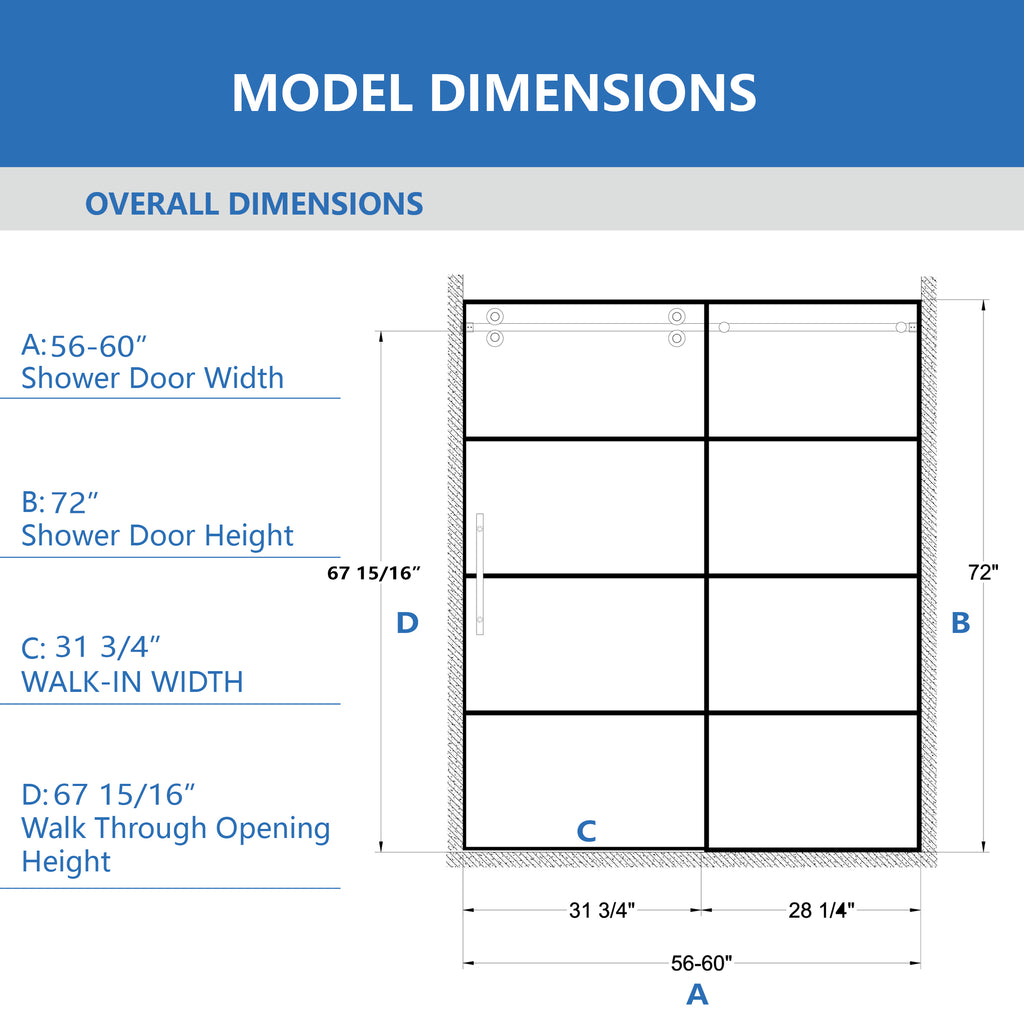 Adjustable Matte Shower Doors