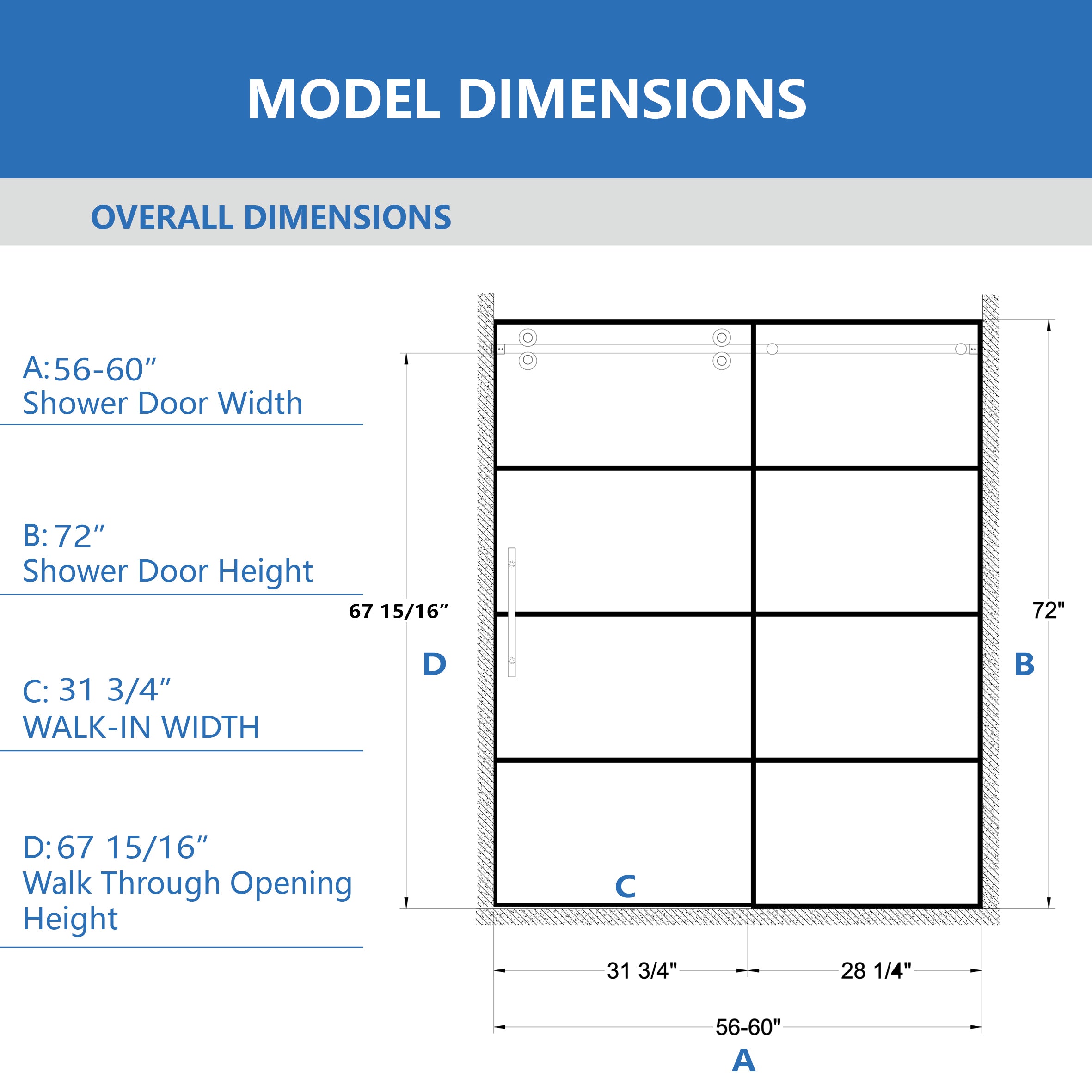 Adjustable Matte Shower Doors