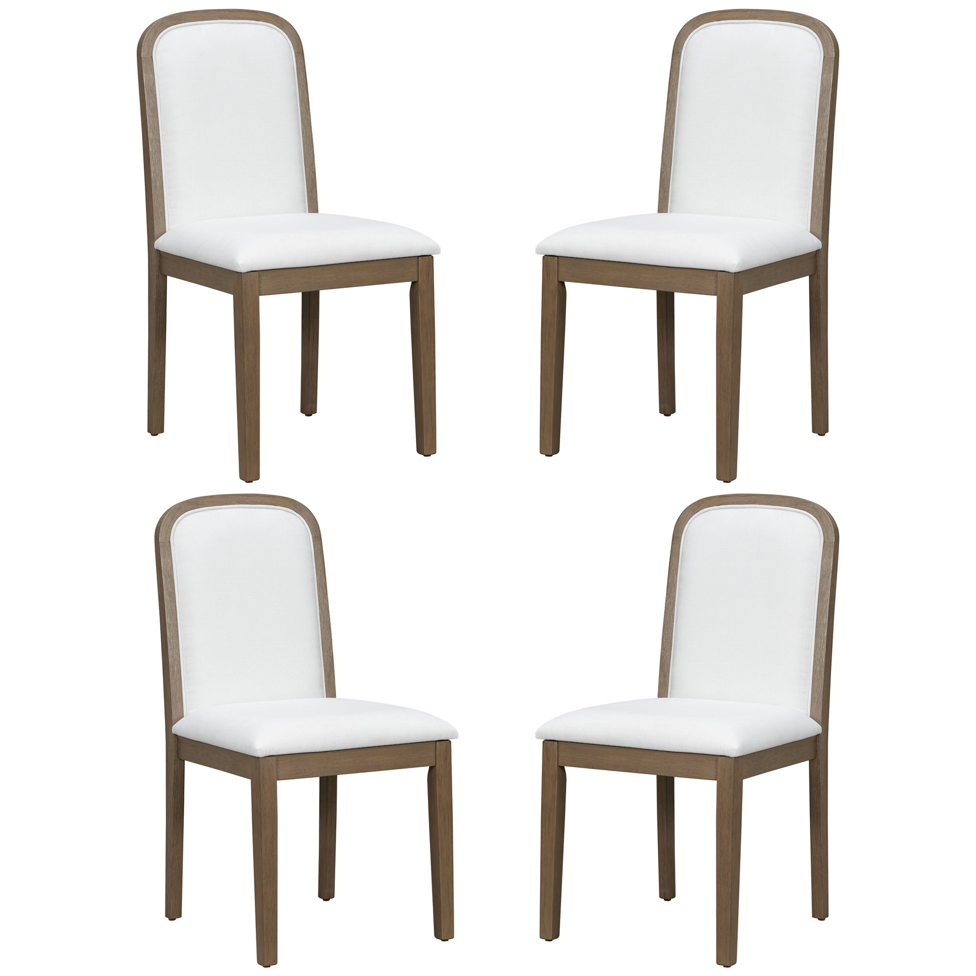TREXM Vintage Style Dining Chair Set with 4 Upholstered Chairs
