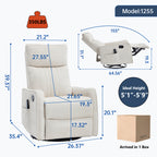 Beige Heat Massage Manual Recliner Chair with Rocker and Swivel
