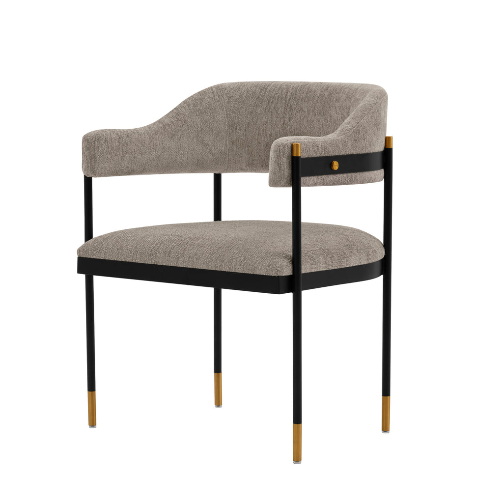 Lia Metal Chenille Armchair in Stone