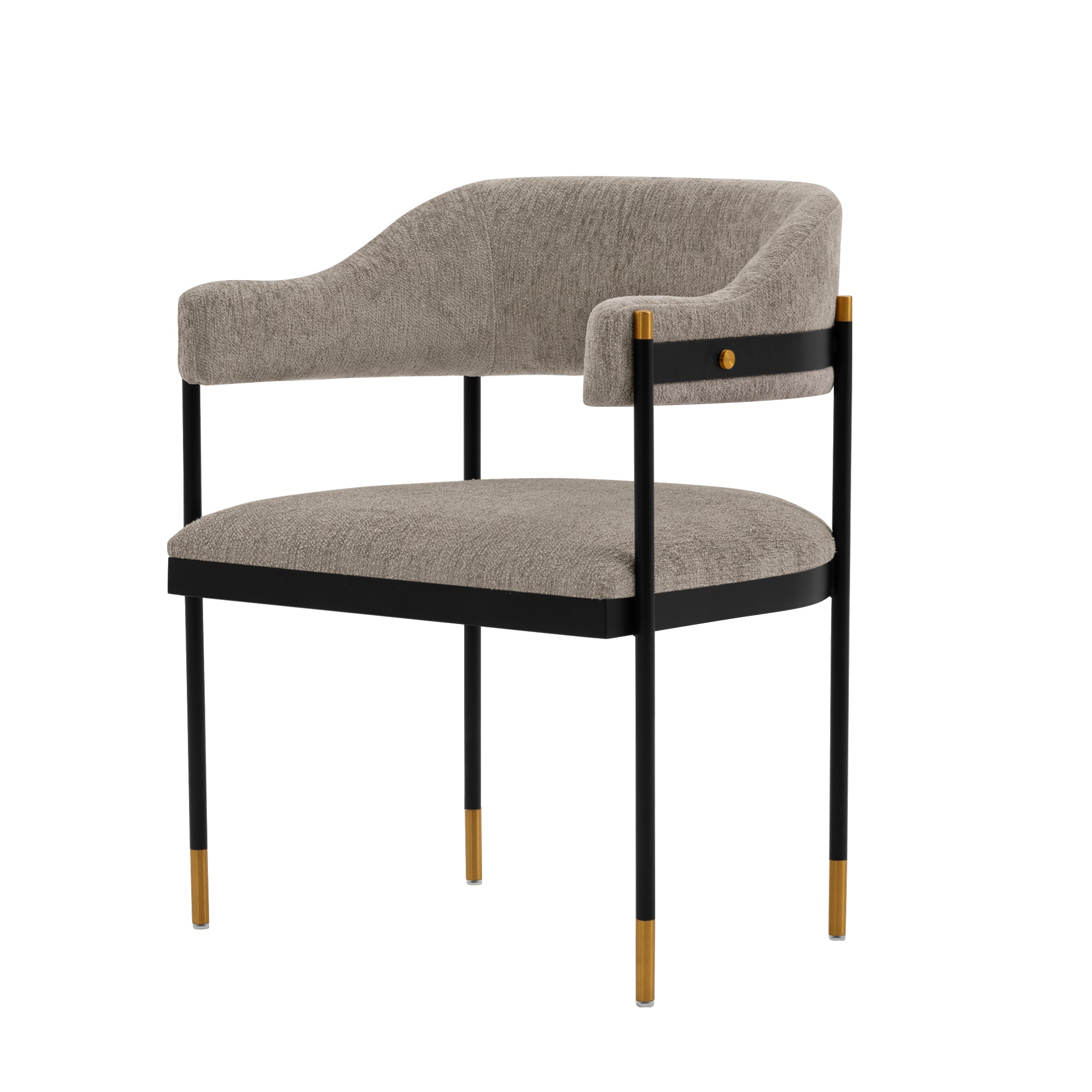 Lia Metal Chenille Armchair in Stone