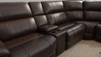 6-Piece Leather Power Sectional in Brazil Tobacco