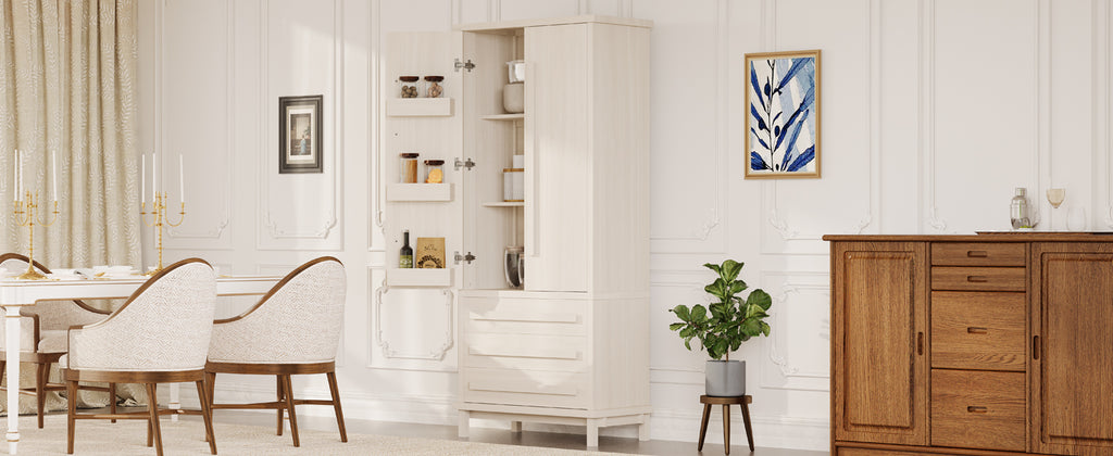 70" Kitchen Pantry Cabinet with 2 Cabinet Shelves