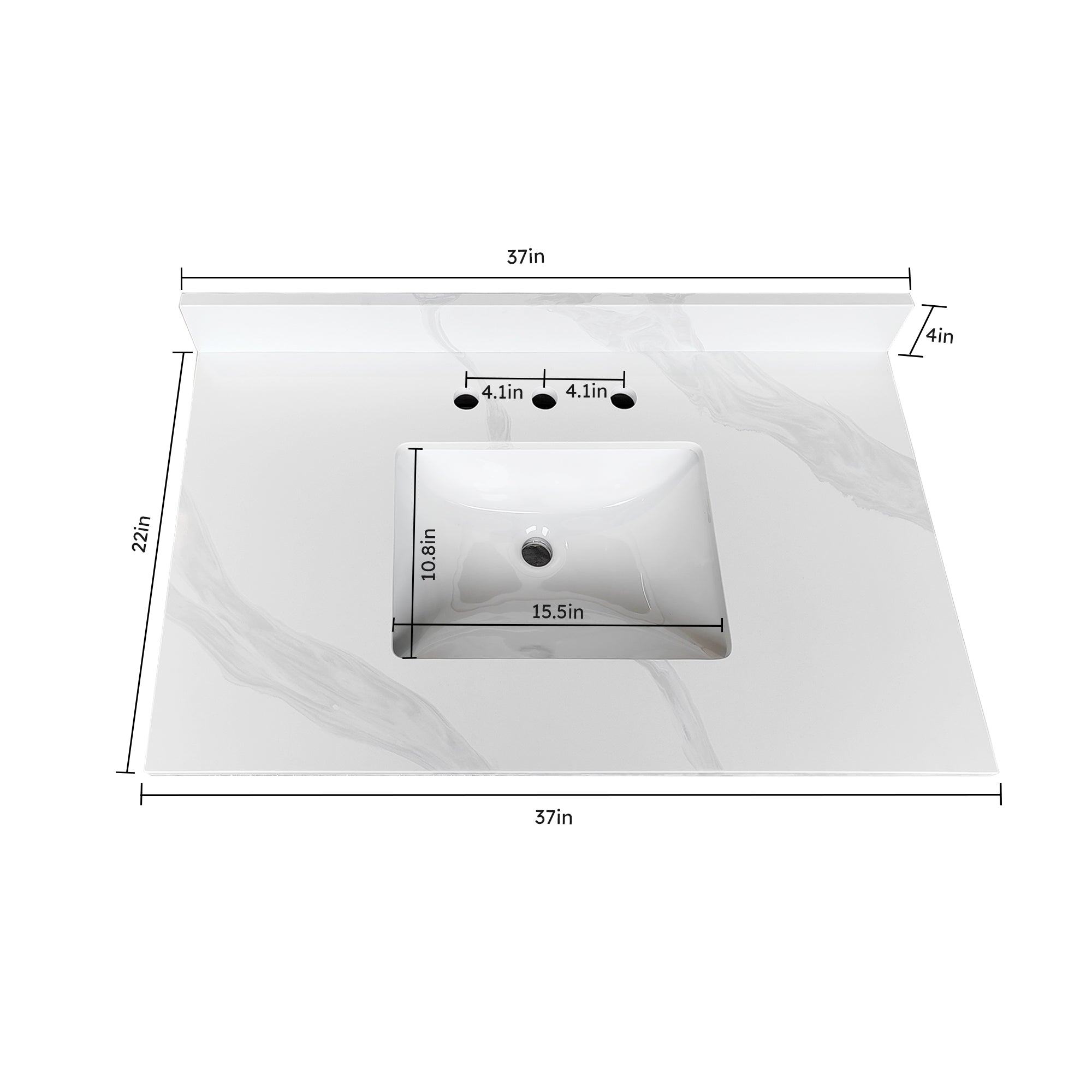 37-Inch Quartz Bathroom Vanity Top