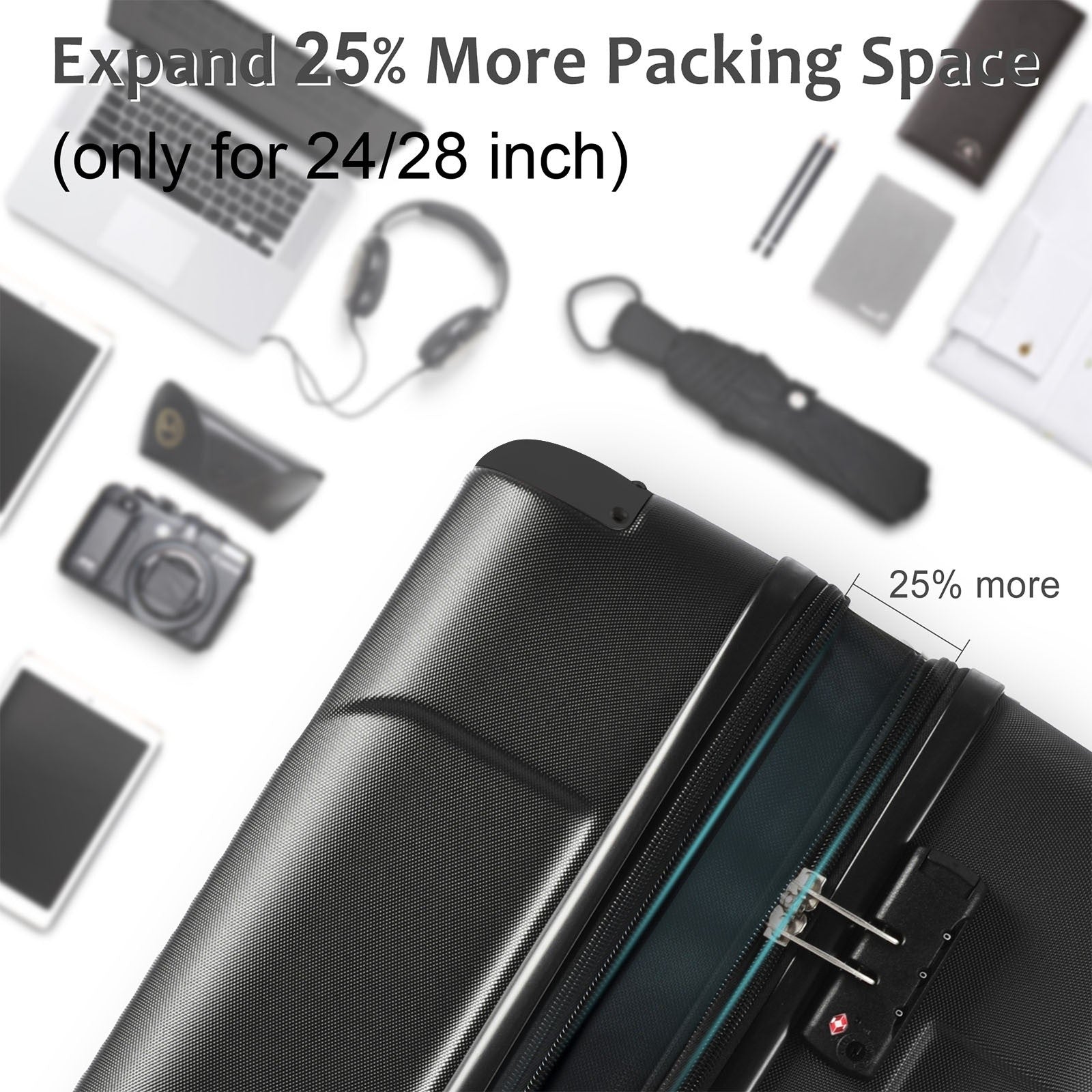 Hardshell Luggage - Lightweight Durable ABS Suitcases with Double Wheels