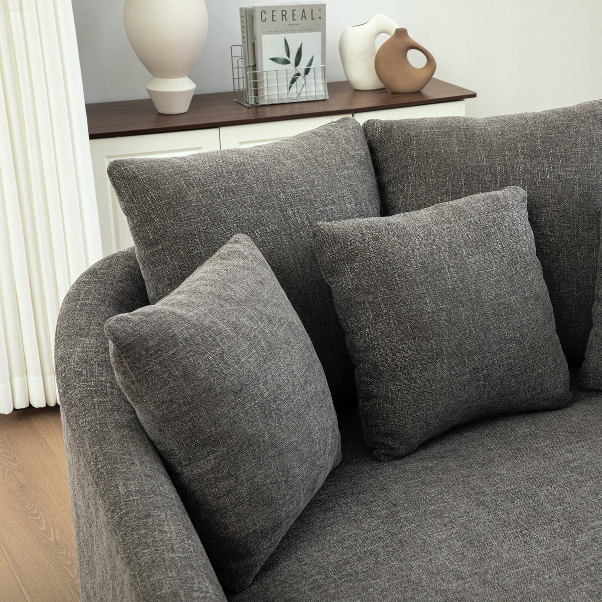 56.3'' Wide Upholstered Round Accent Cuddle Chaise