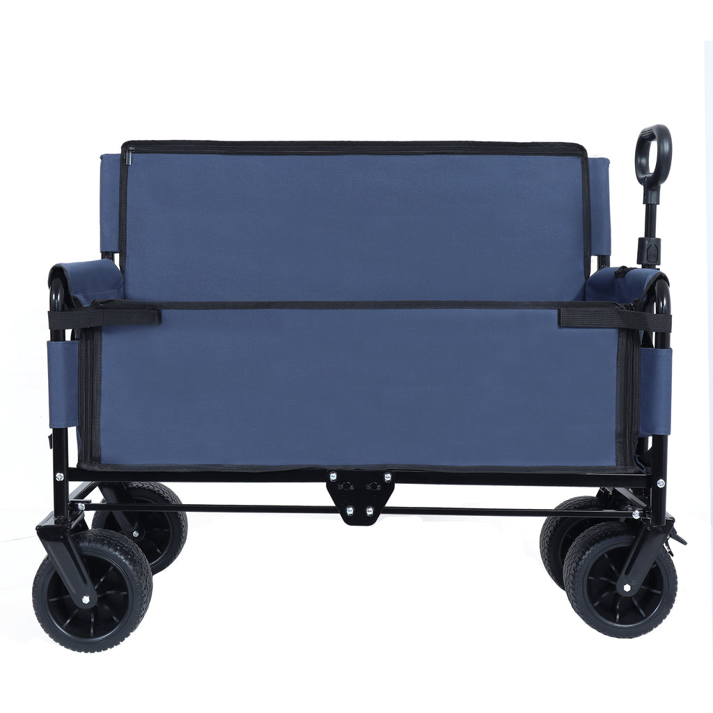 3-in-1 Convertible Folding Wagon Cart with Bench Seat & Storage