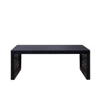 47.2" Solid Black Carved Wood Coffee Table