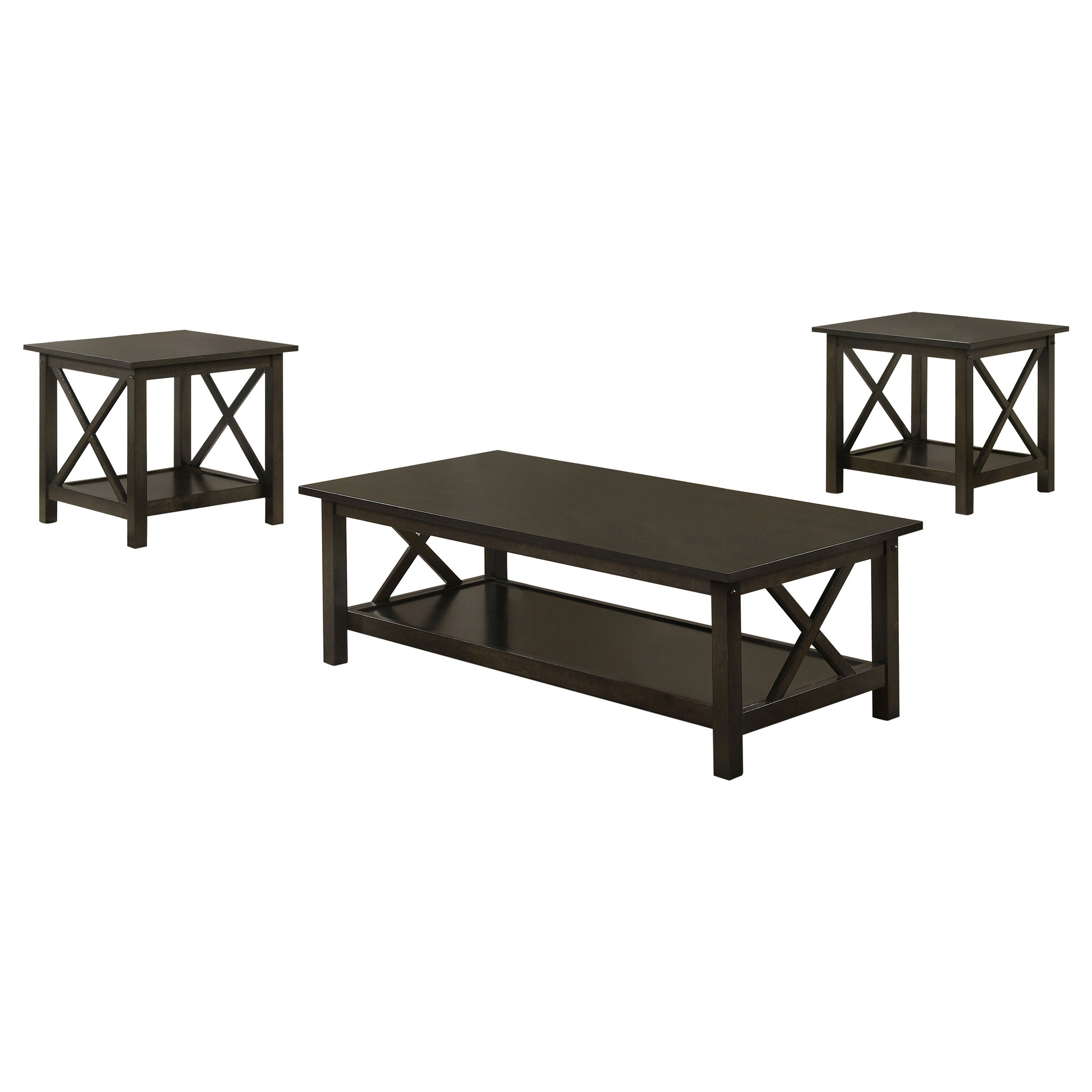 Rachelle 3-piece Rectangular Coffee Table Set Deep Merlot-CoasterEssence