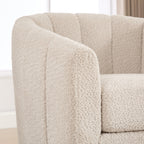 31.89" Wide Modern Chenille Cushioned Metal Base Swivel Chair