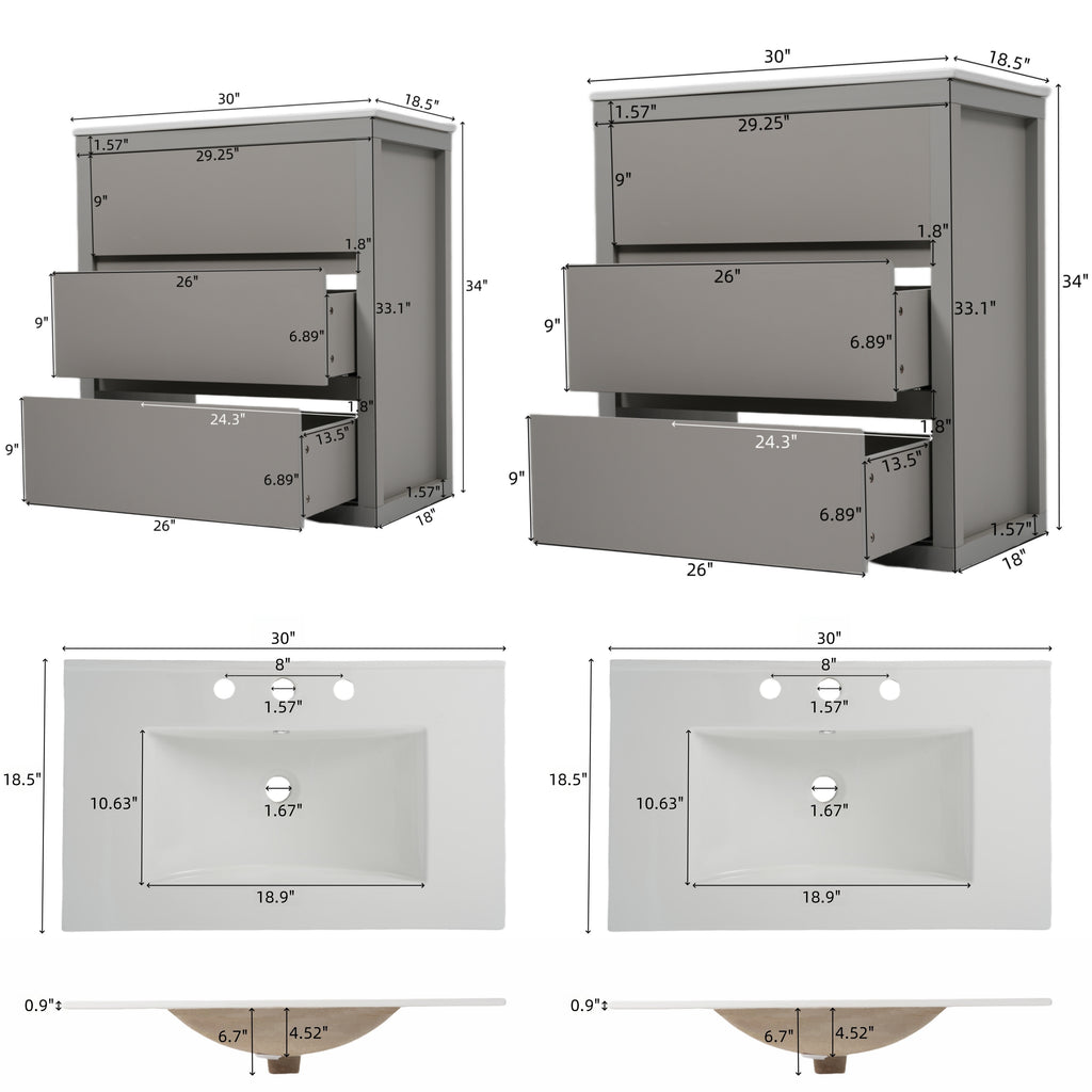 60" Double Sinks Bathroom Vanity Set