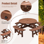 8 Person Wooden Picnic Table