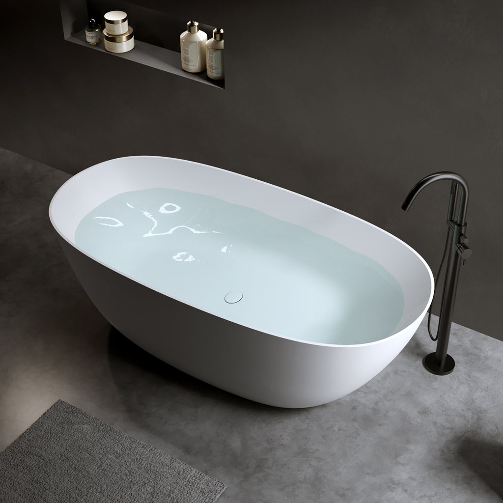 61'' Freestanding Bathtub - Resin Stone Soaking Bathtub
