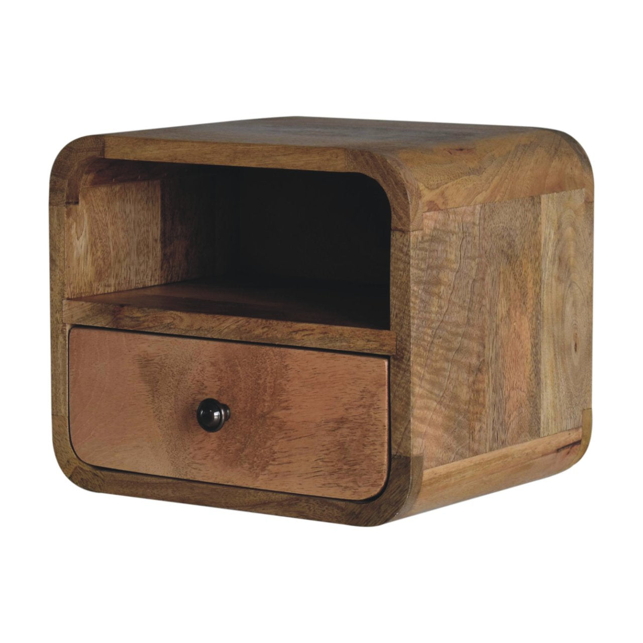 Extra Mini Wall-Mounted Curved Oak-ish Nightstand