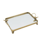 16.3x9.8x3.7" Metal Bird-Accented Mirrored Tray