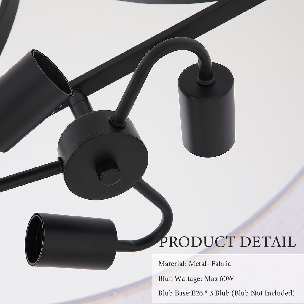 Modern 3-Light Fabric Pendant Light