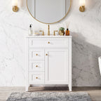24" Modern Bathroom Vanity with Ceramic Sink and Storage Rack