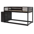 Twin Over Twin Bunk Bed with 4 Drawers and 3 Shelves - Espresso
