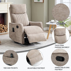 Khaki Heat Massage Manual Recliner Chair