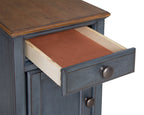 Americana 14 Inch Chairside Table, No Assembly Required, Corduroy