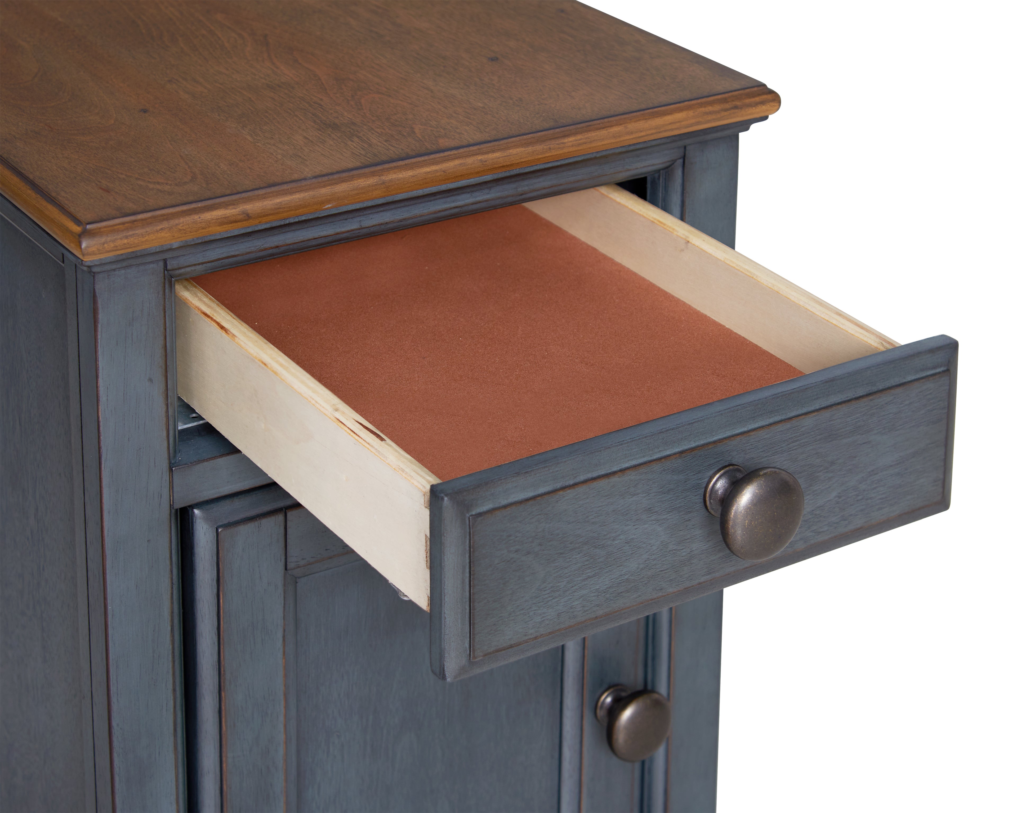 Americana 14 Inch Chairside Table, No Assembly Required, Corduroy