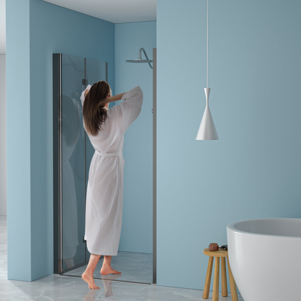 30"W x 72"H Fold Frameless Shower Door with Tempered Glass